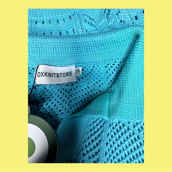 NWT OxKnit Crochet Short Sleeves Polo - Picture 4 of 4